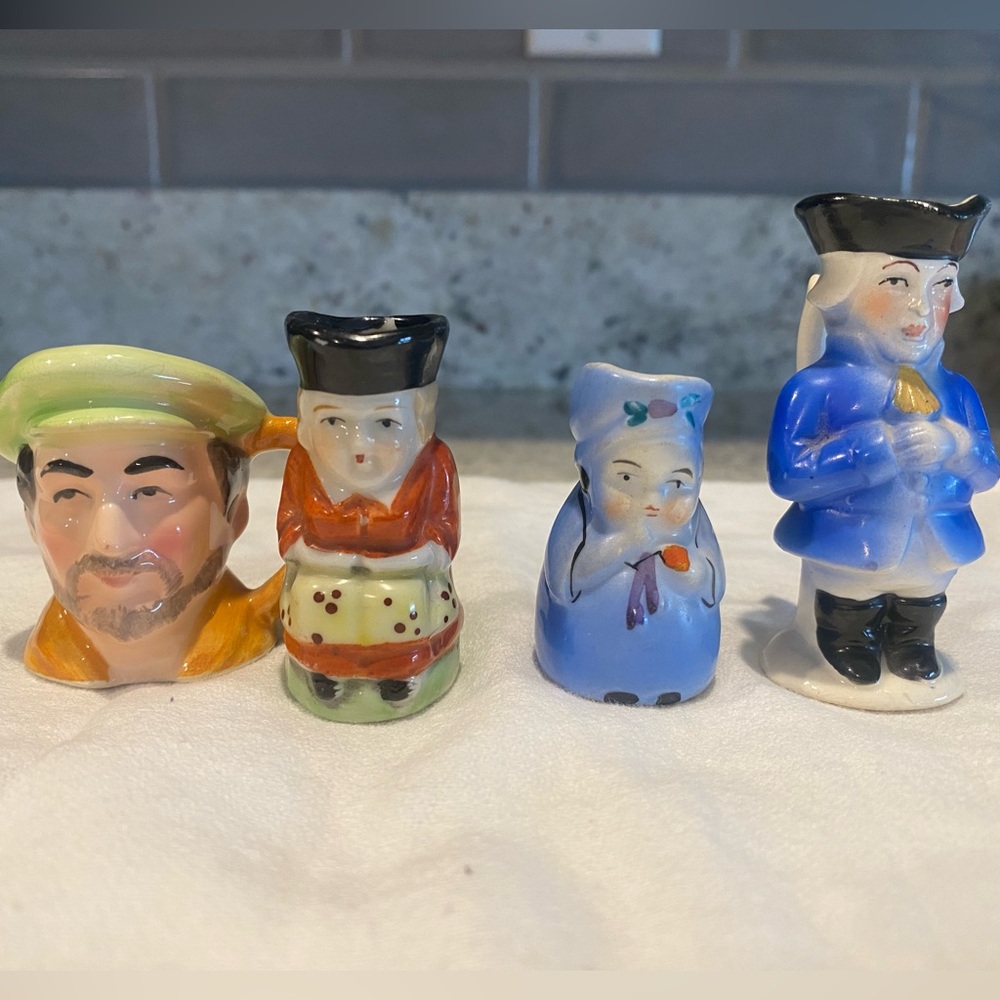 Vintage Mini Toby Character pitcher figurine(4) Japan & Czechoslovakia trinket